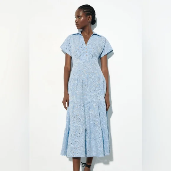 zara trafaluc bodycon dress Blue Sleeveless Halter Ruched Pencil Midi Formal Cocktail L Straight hem Black_evening_dress Size:13Y-14Y KissProm Mermaid Spaghetti Straps